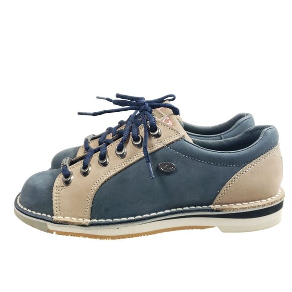 Dexter Sst-4 Left Handed Bowling Shoes Mens 6.5 Rare Two Tone Blue Leather Colle - Picture 3 of 11